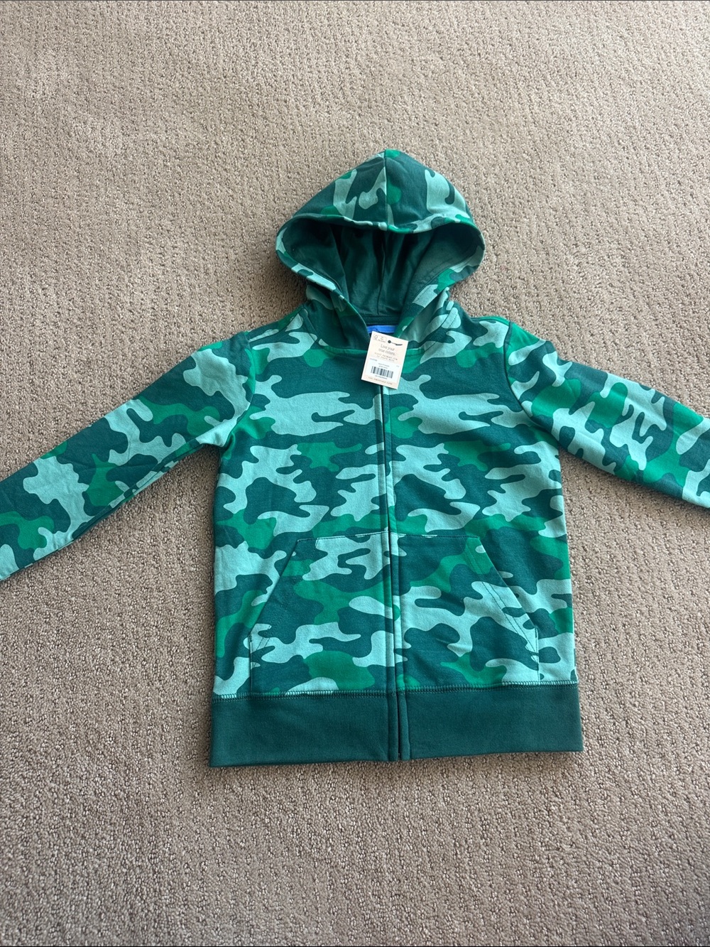 Primary Teal & Green Camo Zip Hoodie